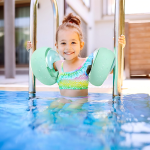 Mint Green <b>Kids</b> Swim <b>Armband</b> Float with 3 Independent Airbags & Double Safety Design - Product Image 2