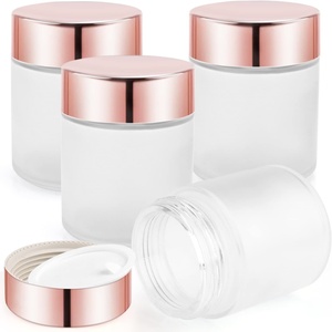 Tarros de plástico transparente de 30ml, 60ml, 120ml, 500ml, 8oz, 16oz para crema cosmética, exfoliante labial, polvos, con tapas rosas, para polvo de uñas. - Product Image 1