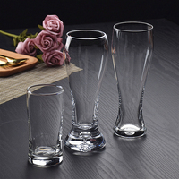 Verre à bière en verre cristallin, Verre à jus cintrée, Verre à bière artisanale créatif en forme de blé