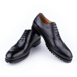Zapatos de Vestir de Cuero VALENTINA de Lujo para Hombre, Hechos a Mano, con Cordones, Punta Cuadrada, Transpirables, Antideslizantes, con Diseño de Parches, Ligeros y Elegantes - Product Image 1