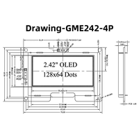 Módulo de Pantalla OLED de 2.42 Pulgadas 128x64, Interfaz I2C IIC de 4 Pines, Controlador SSD1309, Pantalla LCD PMOLED Blanca con Placa PCB