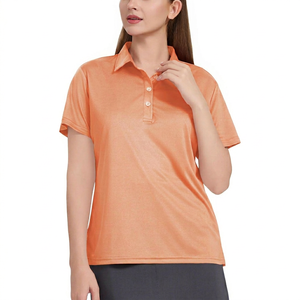 Camiseta Polo de Manga Corta para Mujer, Color Naranja, Tejido de Poliéster de Secado Rápido, Corte Regular, Color Sólido, Tendencia - Product Image 1