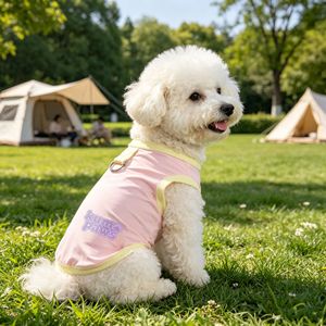 Veste d'été respirante en nylon pour Bichon Frise, vêtements pour animaux de compagnie sans manches, bleu clair et rose, pour usage extérieur - Product Image 3