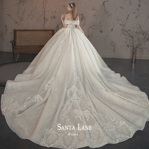 2025 nuovo stile Vintage abito da ballo abito da sposa favola con spalle scoperte abito da sposa pesante strascico lungo di alta qualità - Product Image 4