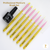 Nuevo Set Profesional de 7 Pinceles de Precisión Anti-Desprendimiento con Mango de Abedul Sólido para Manicura, Delineado y Arte Ombre
