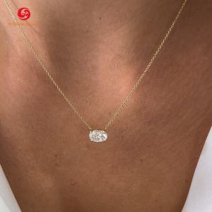 Kalung liontin HPHT berlian CVD HPHT 1 <span class=keywords><strong>2</strong></span> <span class=keywords><strong>3</strong></span> karat bersertifikat IGI untuk Wanita Perhiasan Pria 10k 14k 18k potongan Oval emas padat - Product Image 1