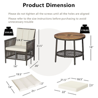Ensemble de chaises de patio en rotin, canapé bistro en osier et fauteuils avec table d'appoint pour jardin et balcon (vente en gros)