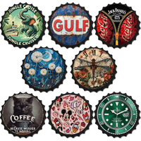 Tapas de botella de Metal decorativas, 35cm, forma de tapa de botella de cerveza redonda Retro, carteles de hojalata de Metal Vintage, decoración de arte de pared, Impresión de Metal