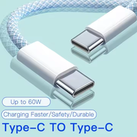 Câble de charge de haute qualité 1m 2m 60w, câble de données de charge rapide USB C vers C tressé en nylon pour iPhone 15 16 Pro Max