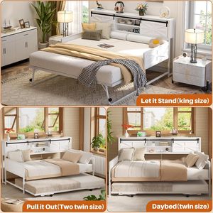 <span class=keywords><strong>Cama</strong></span> <span class=keywords><strong>nido</strong></span> doble estilo rústico con <span class=keywords><strong>cama</strong></span> <span class=keywords><strong>nido</strong></span> extraíble, estructura metálica, cabecero con librero, estación de carga y almacenamiento con puerta corredera tipo granero para dormitorio o almacén - Product Image 5