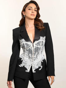 Giacca da donna Vintage aderente da donna <span class=keywords><strong>con</strong></span> cuciture in <span class=keywords><strong>pizzo</strong></span> autunnale - Product Image 3