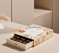 Boîte à tiroirs en papier de qualité supérieure de luxe personnalisée pour offrir des truffes en chocolat noir Boîte d'emballage de luxe en chocolat