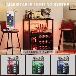 ตู้เก็บไวน์ SENYU พร้อมไฟ LED, ตู้บาร์กาแฟขนาดเล็กสูง 36 นิ้ว ตู้เก็บเครื่องดื่มสำหรับบ้าน ห้องครัว ห้องรับประทานอาหาร - Product Image 6