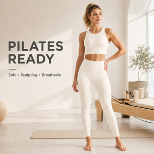 Conjunto de Pilates para Mujer, Sujetador Deportivo con Sensación de Segunda Piel, Sin Costuras Delanteras, Leggings de Cintura Alta Moldeadores, Ropa Deportiva de Alta Elasticidad que Absorbe la Humedad - Product Image 5