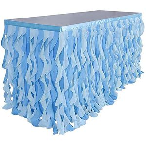 Falda de mesa de onda rizada con logotipo personalizado Decoración de tul de moda de fiesta desechable - Product Image 1