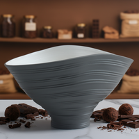 Grand bol en céramique gris argenté, style mid-century moderne, écologique, recyclable, fait main, étanche, décoration de luxe pour la maison, cuisine, café
