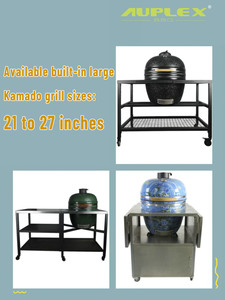 AUPLEX-BBQ13-27 mobile Kamdo de toutes tailles pour table de fumoir d'extérieur verte avec roues Asador De Carbon Parrilla - Product Image 5