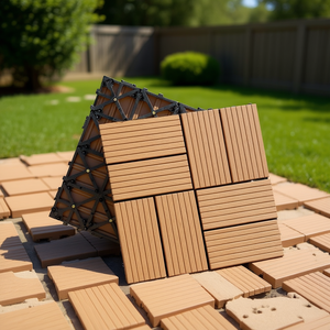 Baldosas de WPC entrelazadas de 12x12 pulgadas, duraderas, color madera rústica, para terrazas - Product Image 2