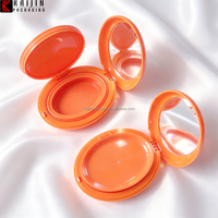 Boîte à blush vide de luxe 15g avec miroir, étiquette privée, esthétique, forme ovale orange, en plastique, pour blush crème ou poudre libre, étui compact