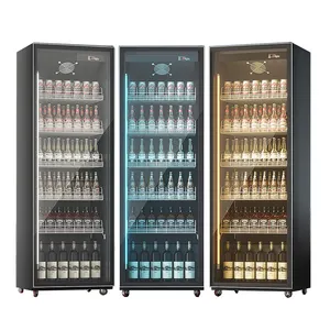 Refrigerador de bebidas para supermercado, novos produtos, porta de vidro comercial, vitrine vertical, refrigerador com compressor de marca