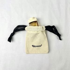 Recyclable Eco-Friendly Cotton Canvas Gift <b>Pouch</b> with <b>Drawstring</b> and Screen Printed Custom Logo for Jewelry Watch & Eyewear - Product Image 5