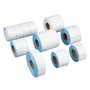 OEM white blank thermal sticker labels roll self adhesive label custom white empty printer thermal label paper