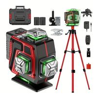 Niveau laser 16 lignes 360° auto-nivelant avec trépied, outil de nivellement 4D, lumière verte, batterie Li-Ion, précision 1 mm, pour construction, intérieur et bricolage