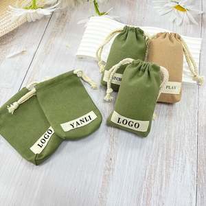 Sac à cordon personnalisé avec logo, pochette en toile de coton pour bijoux, idéal pour le shopping et la promotion - Product Image 5