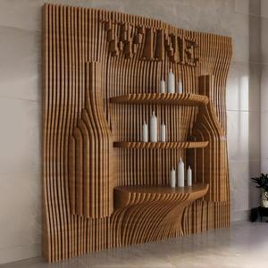 Estante de Madera ML-WD048 para Exhibición y Almacenamiento con Diseño de Botellas de Vino para Hogar, Bar, Villa, Tienda o Área de Recreo - Product Image 4