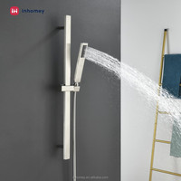 Ensemble de robinetterie de douche à installation facile avec mitigeur, finition nickel brossé, barre coulissante, en acier inoxydable 304, pour douche pluie, idéal appartement