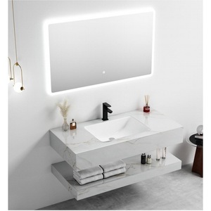 Mueble de Baño CR Muse Blanco 100 con Espejo LED Inteligente y Encimera de Piedra Sinterizada de Doble Capa - Product Image 3