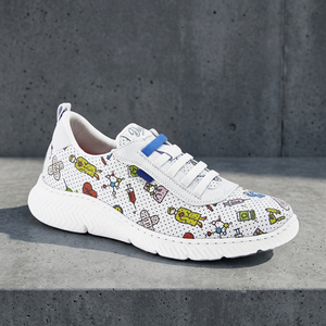 High Performance Ultra Light and Comfortable Unisex Healthcare Work Shoe Printed Lace-Up Shoe With a Flat <b>Pad</b> Design - Product Image 2