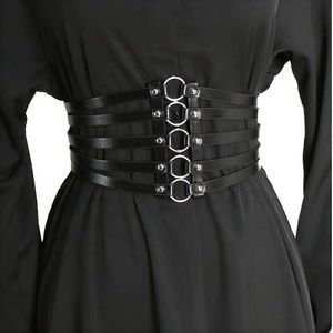 Vintage Punk Style Extra Long PU <b>Belt</b> with <b>Wide</b> Waist Seal Sexy Alloy Buckle Decorative <b>Belt</b> for Women Large Size - Product Image 3