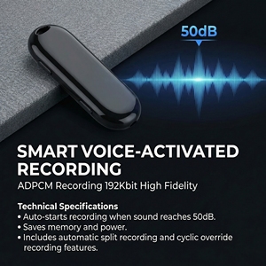 เครื่องบันทึกเสียงดิจิตอลแบบสวมใส่ได้ รูปแบบจี้ห้อยคอ วัสดุโลหะผสมสังกะสี บันทึกเสียงแบบ WAV ควบคุมด้วยเสียงด้วยปุ่มเดียว ขายดี - Product Image 6