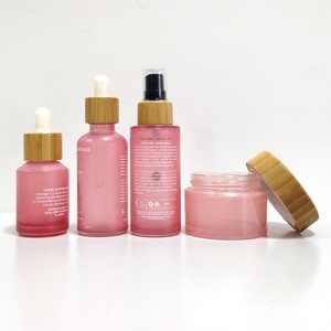 20ml 30ml 40ml 50ml Transparent pink Empty Essential Oil Serum Eye <b>Drop</b> Glass Bottle Bamboo Water Transfer Pump Caps - Product Image 3