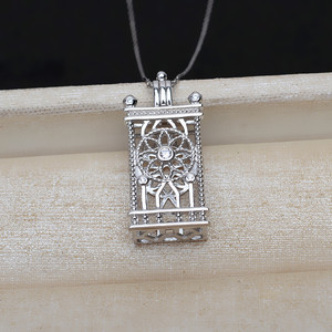 Pendentif carré en argent S925 de style euro-américain, cage à horloge, plateau vide pour perles non perforées 5-6 mm, composants de fabrication DIY - Product Image 3