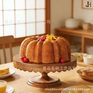 Soporte redondo de madera para pasteles, de madera maciza, multiusos, para postres de boda, aperitivos, duradero, de una sola pieza - Product Image 2
