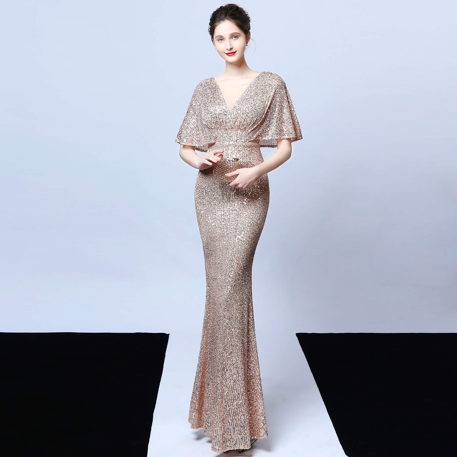 beaded fish dress Hand-Beaded Fish Print Dress with Gloves main image 0