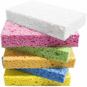 Éponges à récurer naturelles pour le nettoyage domestique, haute absorption, biodégradables, réutilisables, en cellulose - Product Image 1