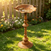 Support de bain d'oiseaux rétro en fer forgé fait main de qualité supérieure pour pot de fleurs de cour, ornement de jardin extérieur vintage