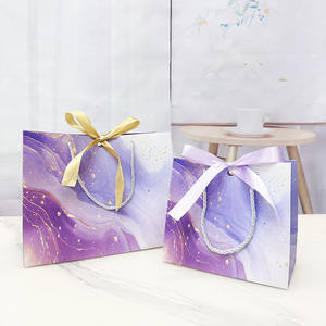 Bolsa de papel para compras con logo, bolsa de papel personalizada con efecto marmoleado, bolsa de embalaje con lazo de cinta, bolsa de papel con logo personalizado y efecto marmoleado - Product Image 6
