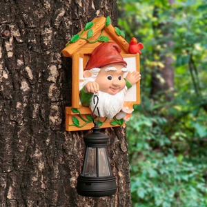 Lampada Ornamentale a Forma di Gnomo per Alberi a Energia Solare - Design Gnomo da Finestra, Accensione Automatica di <span class=keywords><strong>Notte</strong></span>, Perfetta per Decorazione Giardino e Illuminazione Vialetti - Product Image 2