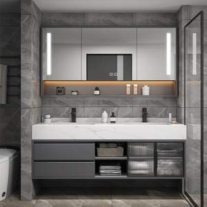 Mueble de Baño Moderno de Lujo en Negro, Madera Maciza, Tablero de Melamina, Acabado Lacado, Mueble de Baño Montado en la Pared, Incluye Cerámica - Product Image 2