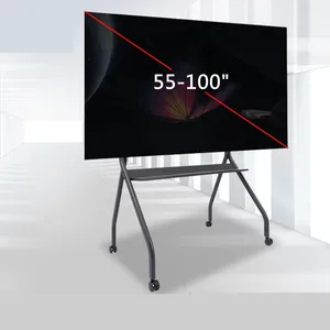 Furnitur Modern Dapat Dipindahkan LCD Plasma Mobile TV Troli Berdiri Besi Besi TV Berdiri dengan Roda