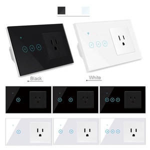 Prise électrique standard américaine, interrupteur mural intelligent sans fil Tuya, 2 gang, 2200W, commande de lumière WiFi, écran tactile - Product Image 3