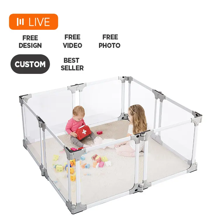 Parque infantil Bebe trẻ sơ sinh trẻ em đồ nội thất trẻ em sân chơi công viên bé an toàn playpen rõ ràng Acrylic chơi bút