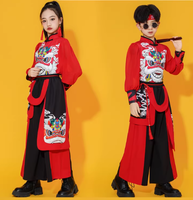 Costume de danse du lion de style chinois de haute qualité pour garçons, filles et enfants, costume de tambourinage