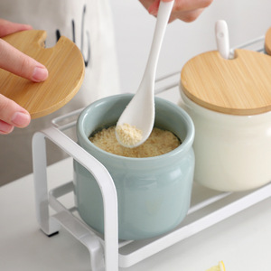 Articoli per la casa all'ingrosso stoviglie Dispenser di olio e aceto Set di barattoli di stoccaggio Set di barattoli di spezie in ceramica nordica con supporto - Product Image 6