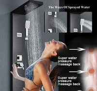 Nouvelle colonne de douche multifonctionnelle en acier inoxydable 304 brossé pour salle de bain familiale, avec jets de massage céramiques et fonction pluie