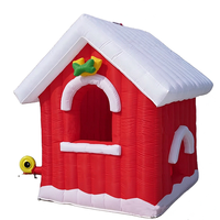 Tente gonflable de décoration de cour extérieure de maison de Père Noël Grotte de Père Noël gonflable Maison de Noël gonflable pour décorations de Noël